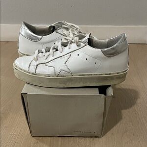 Golden Goose White Sneakers with Silver Details